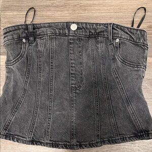Divided Black Denim Corset Top